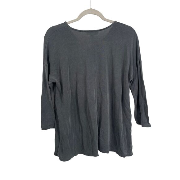 J Jill Pure Jill Sand Washed Grey V-Neck 3/4 Sleeve Blouse Tencel Modal Womens S - Picture 5 of 5